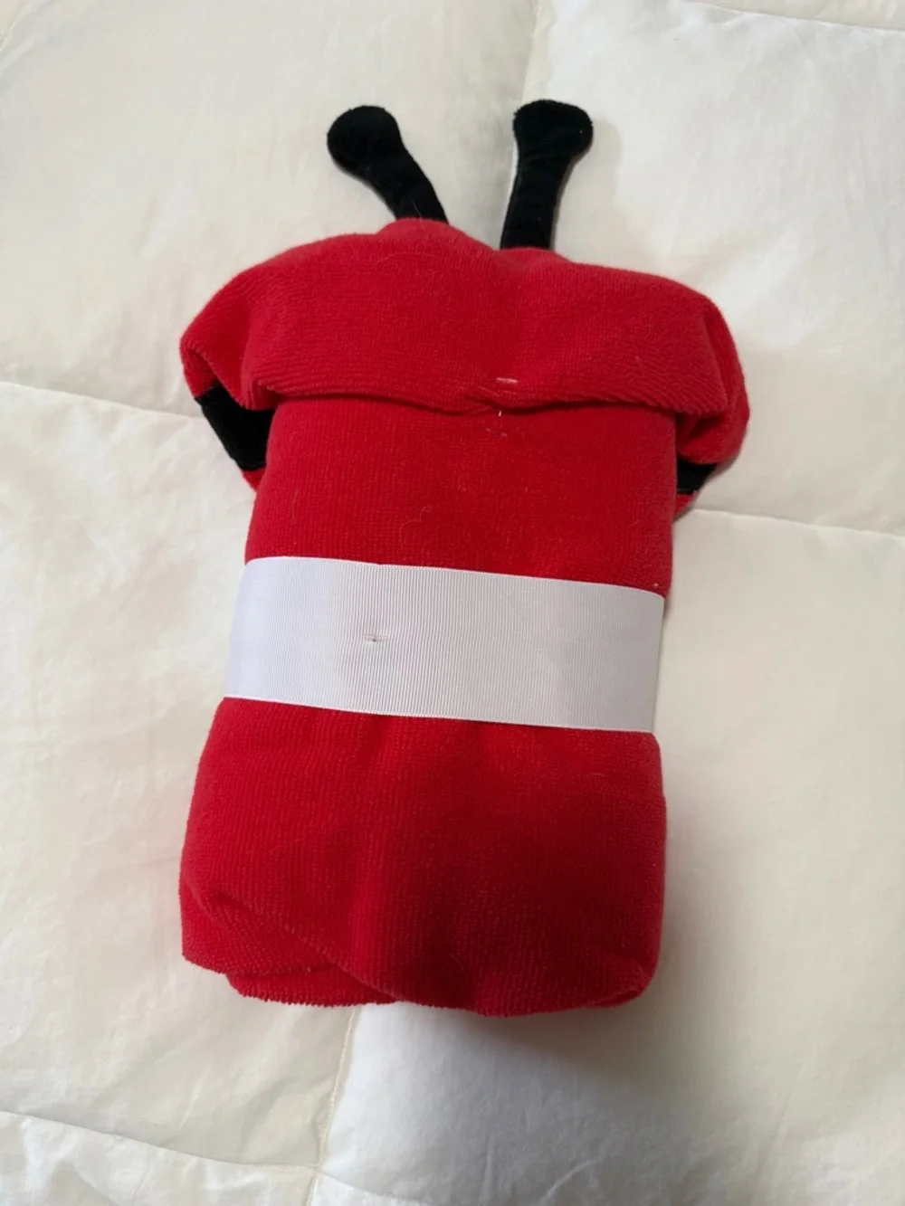 Red Ladybug Hooded Towel with Black & Yellow Face